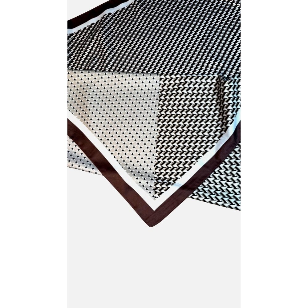 2/$30 NEW Colorful Minimalist Taupe Brown Geometric Printed Silky Fashion Scarf - Picture 3 of 6
